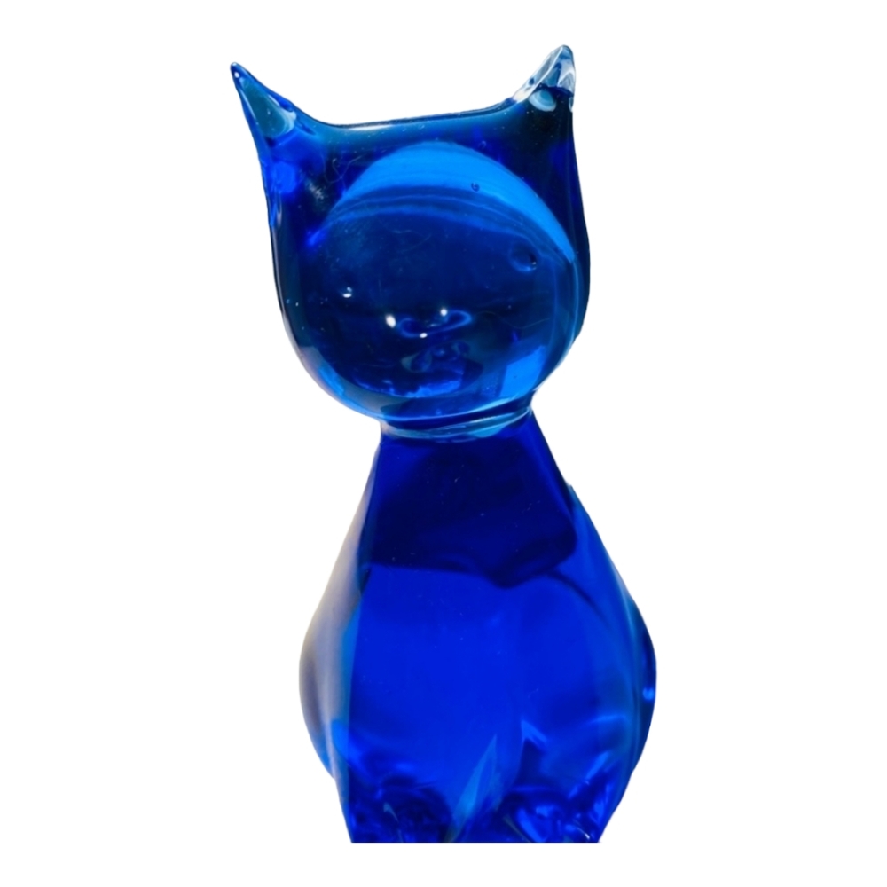 Vintage *Legands of Murano Blue Colbalt Crystal 4" Sitting Cat